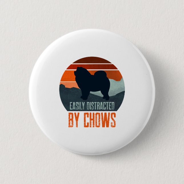 Easily Distracted By Chows Dog Walking 2 Inch Round Button (Front)