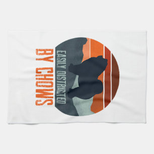 Easily Distracted By Chows Dog Walking Kitchen Towel