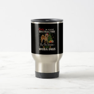 Easily distracted by christmas shiba inu dog gift travel mug