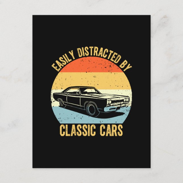 Easily Distracted By Classic Cars Enclosure Card (Front)