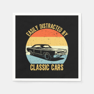 Easily Distracted By Classic Cars Napkin