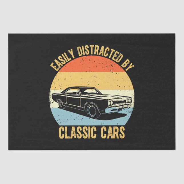 Easily Distracted By Classic Cars Tissue Paper (Front)