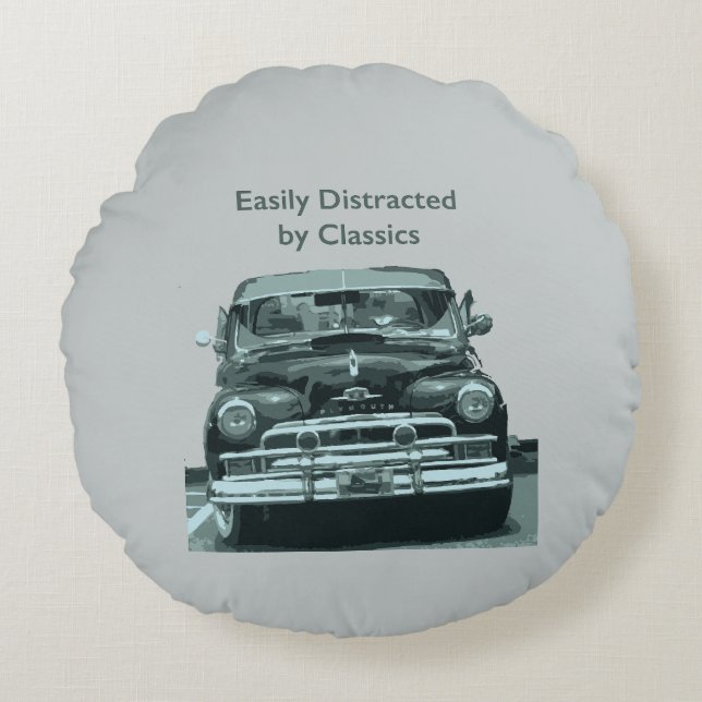 Easily Distracted by Classics Round Pillow (Front)