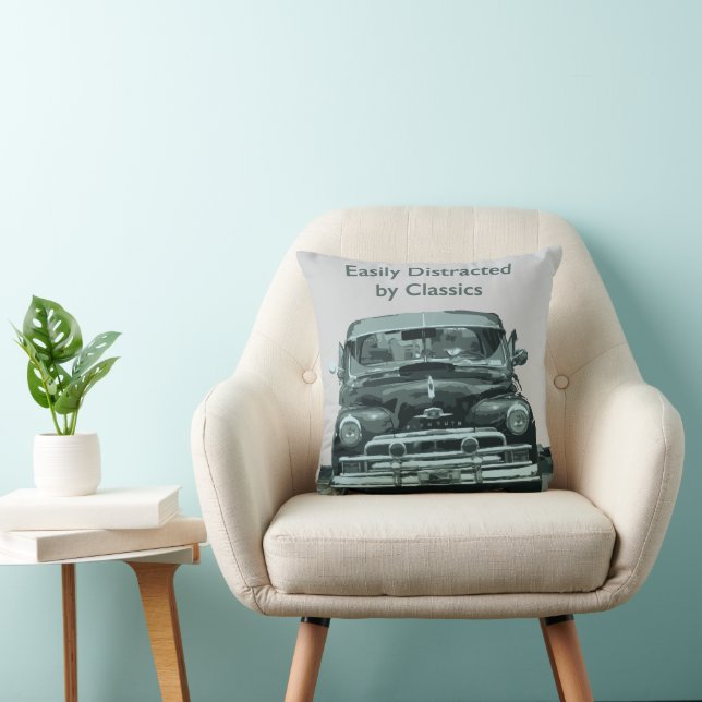Easily Distracted by Classics Throw Pillow (Chair)