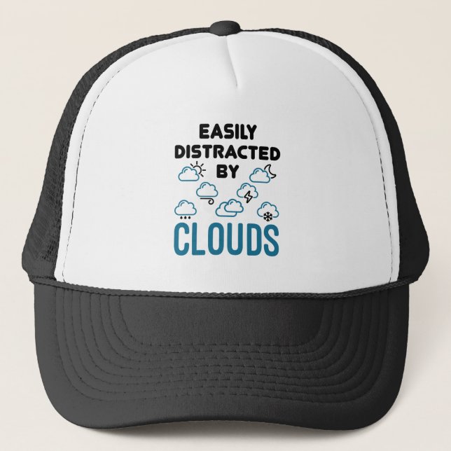 Easily Distracted by Cloud Meteorology Weather Trucker Hat (Front)