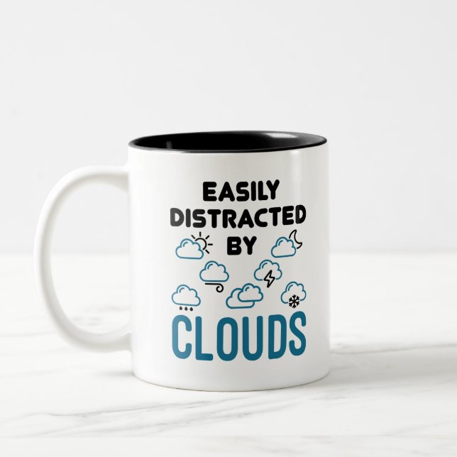 Easily Distracted by Cloud Meteorology Weather Two-Tone Coffee Mug (Left)
