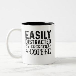 Easily Distracted By Cockatiels And Coffee Two-Tone Coffee Mug