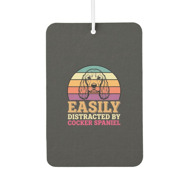 Easily Distracted By Cocker Spaniel Retro Dog Air Freshener (Front)