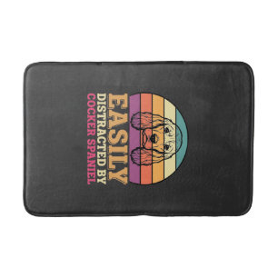 Easily Distracted By Cocker Spaniel Retro Dog Bath Mat