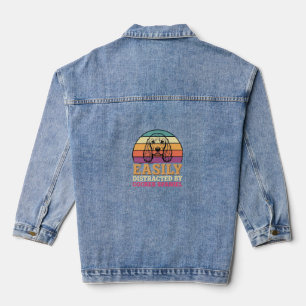 Easily Distracted By Cocker Spaniel Retro Dog Denim Jacket
