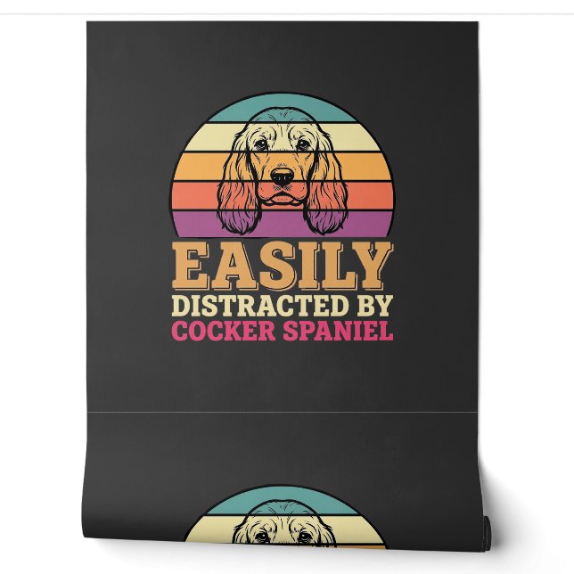 Easily Distracted By Cocker Spaniel Retro Dog Wallpaper (Unrolling)