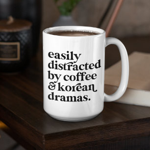 Easily Distracted by Coffee & Korean Dramas Custom Two-Tone Coffee Mug