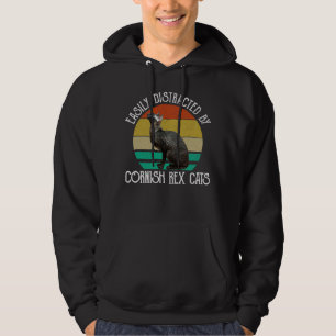 Easily Distracted By Cornish Rex Cats Hoodie