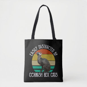 Easily Distracted By Cornish Rex Cats Tote Bag