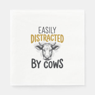 Easily Distracted By Cows Funny Cow Lover Shirt_1 Napkin