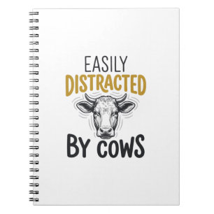 Easily Distracted By Cows Funny Cow Lover Shirt_1 Notebook
