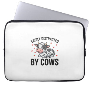 Easily Distracted by Cows Vintage Cow Graphic_1 Laptop Sleeve
