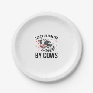 Easily Distracted by Cows Vintage Cow Graphic_1 Paper Plate