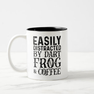 Easily Distracted By Dart Frog And Coffee Two-Tone Coffee Mug