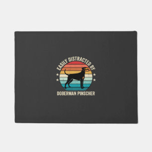Easily Distracted by Doberman Pinscher Retro Sunse Doormat