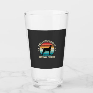 Easily Distracted by Doberman Pinscher Retro Sunse Glass