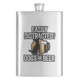 Easily Distracted by Dogs and Beer Hip Flask