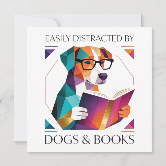 Easily Distracted By Dogs And Books Mother’s Day Holiday Card (Front)