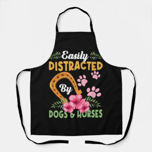 Easily Distracted By Dogs And Horses Flower Farm A Apron