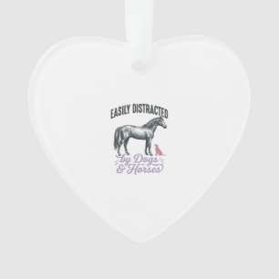Easily Distracted by Dogs and Horses Shirt Design_ Ornament