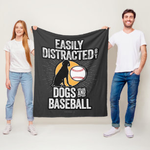 Easily Distracted by Dogs & Baseball Fleece Blanket