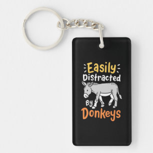 Easily Distracted By Donkeys Keychain