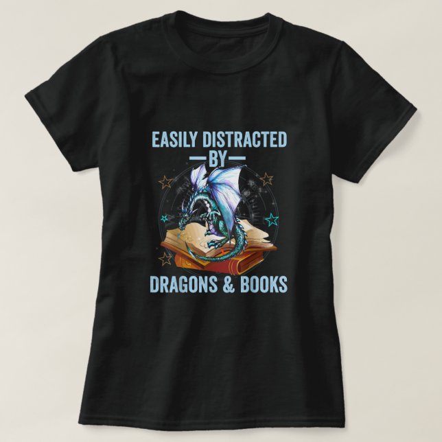 Easily Distracted By Dragons And Books kids men wo T-Shirt (Design Front)