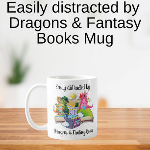 Easily Distracted by Dragons and Fantasy Books Coffee Mug
