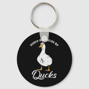 Easily Distracted By Ducks Funny Farmer Hunter Men Keychain