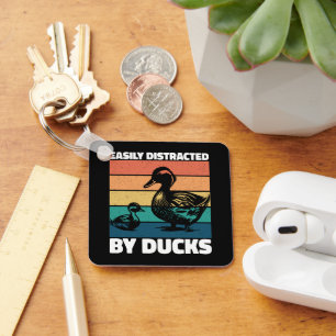 Easily Distracted By Ducks Lover Cool Farming Duck Keychain