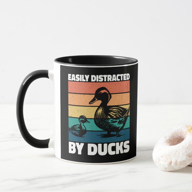 Easily Distracted By Ducks Lover Cool Farming Duck Mug (With Donut)