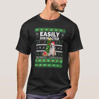 Easily Distracted By England Bulldog & Chirstmas T T-Shirt