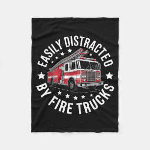 Easily Distracted By Fire Trucks Design Fleece Blanket
