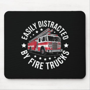 Easily Distracted By Fire Trucks Design Mouse Pad