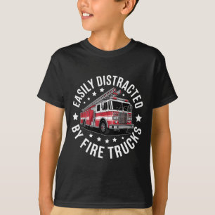 Easily Distracted By Fire Trucks Design T-Shirt
