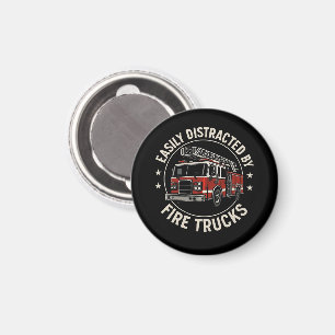 Easily Distracted By Fire Trucks Magnet