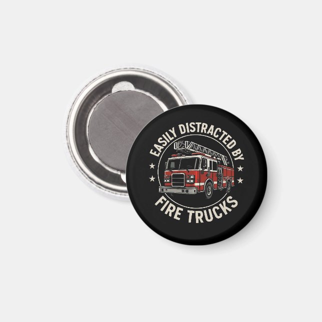 Easily Distracted By Fire Trucks Magnet (Front/Back)