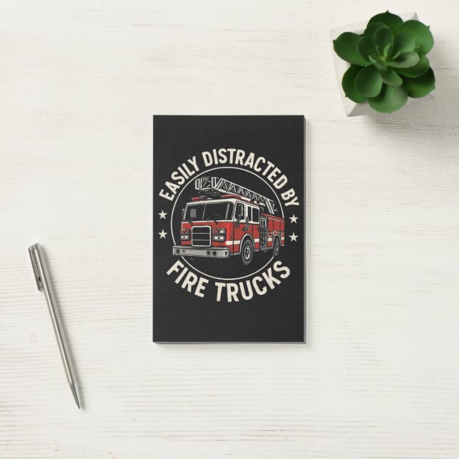 Easily Distracted By Fire Trucks Post-it Notes (Office)