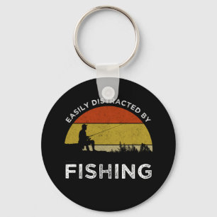 Easily Distracted By Fishing Keychain