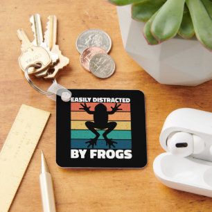 Easily Distracted By Frogs Lovers Colourful Design Keychain