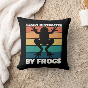 Easily Distracted By Frogs Lovers Colourful Design Throw Pillow