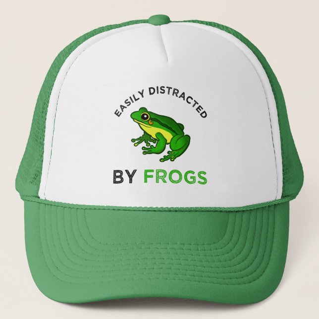 Easily Distracted By Frogs Trucker Hat (Front)