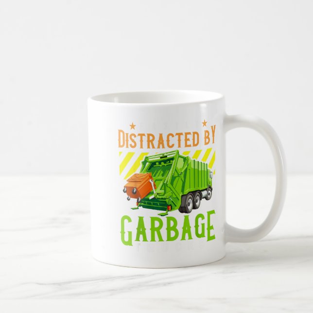 Easily Distracted By Garbage Trucks Funny Truck Lo Coffee Mug (Right)