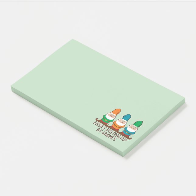 Easily Distracted by Gnomes Cute Green Post-it Notes (Angled)