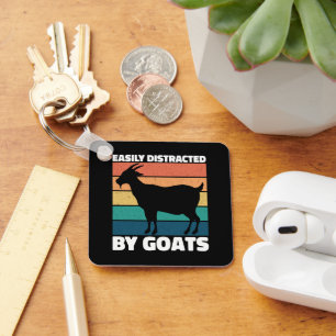 Easily Distracted By Goats Cute Farming Lover Cool Keychain